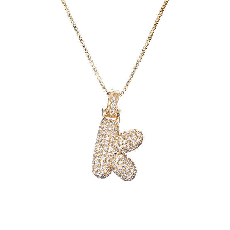 Iced Alphabet Crystal Pendant Necklace