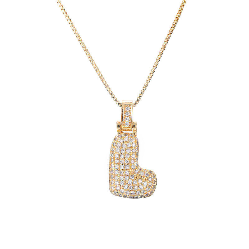 Iced Alphabet Crystal Pendant Necklace