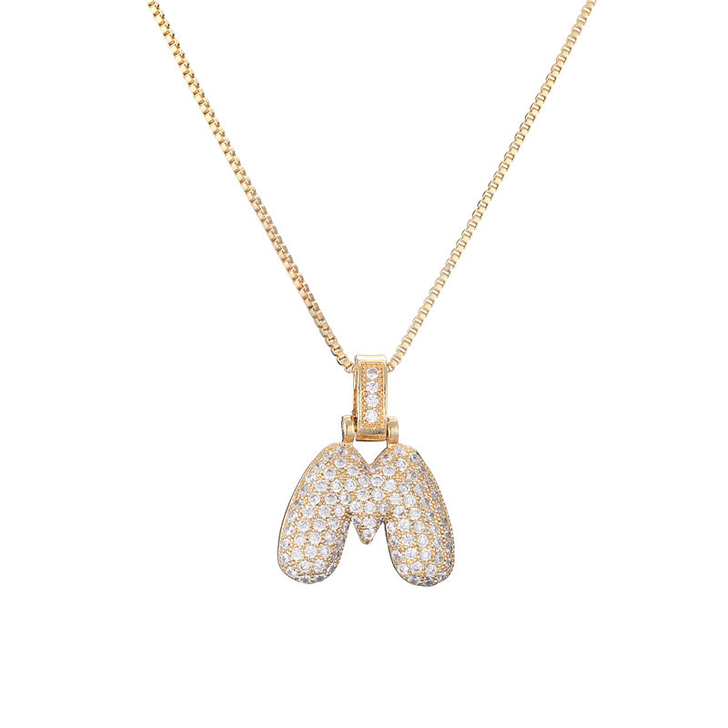 Iced Alphabet Crystal Pendant Necklace