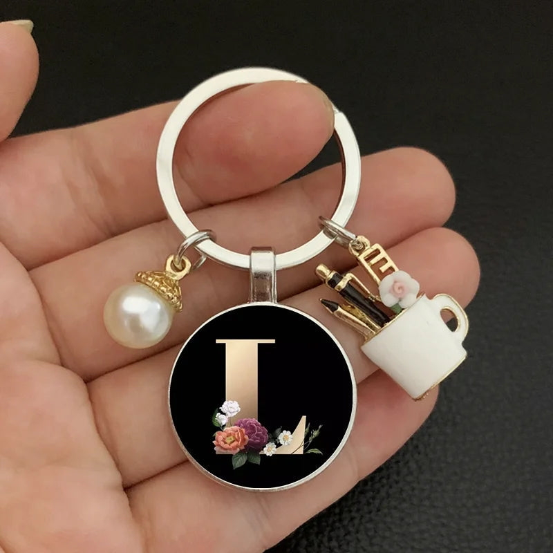 Alphabet Pearl Keychain