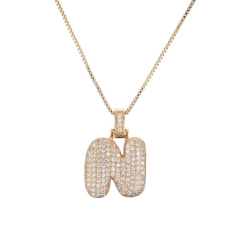 Iced Alphabet Crystal Pendant Necklace