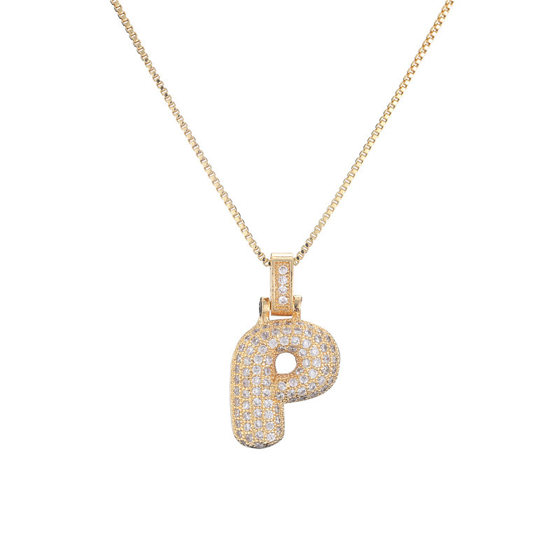 Iced Alphabet Crystal Pendant Necklace