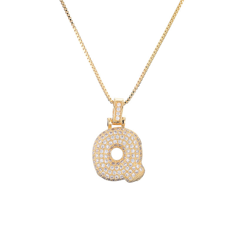 Iced Alphabet Crystal Pendant Necklace