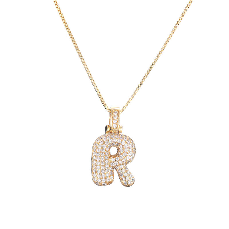 Iced Alphabet Crystal Pendant Necklace