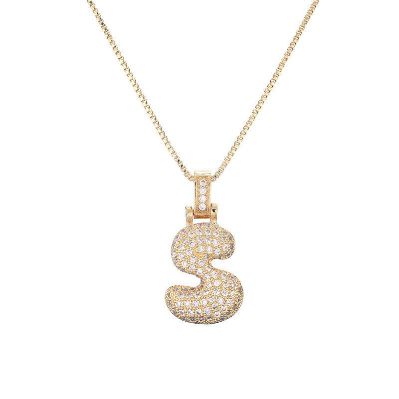 Iced Alphabet Crystal Pendant Necklace
