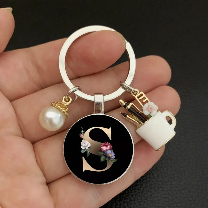 Alphabet Pearl Keychain