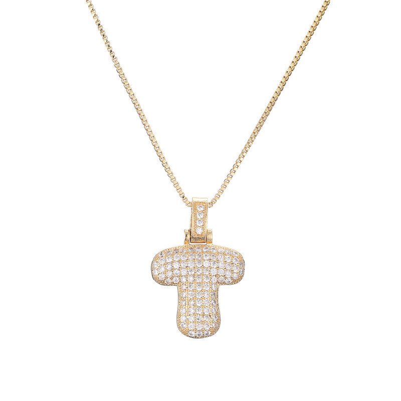 Iced Alphabet Crystal Pendant Necklace