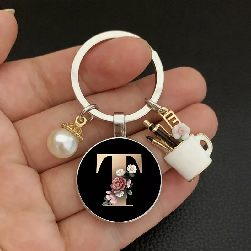 Alphabet Pearl Keychain