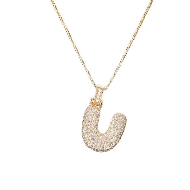 Iced Alphabet Crystal Pendant Necklace