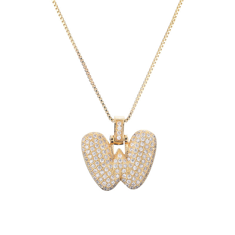 Iced Alphabet Crystal Pendant Necklace
