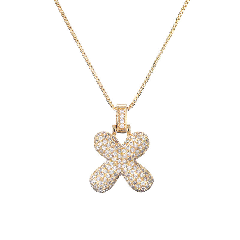Iced Alphabet Crystal Pendant Necklace