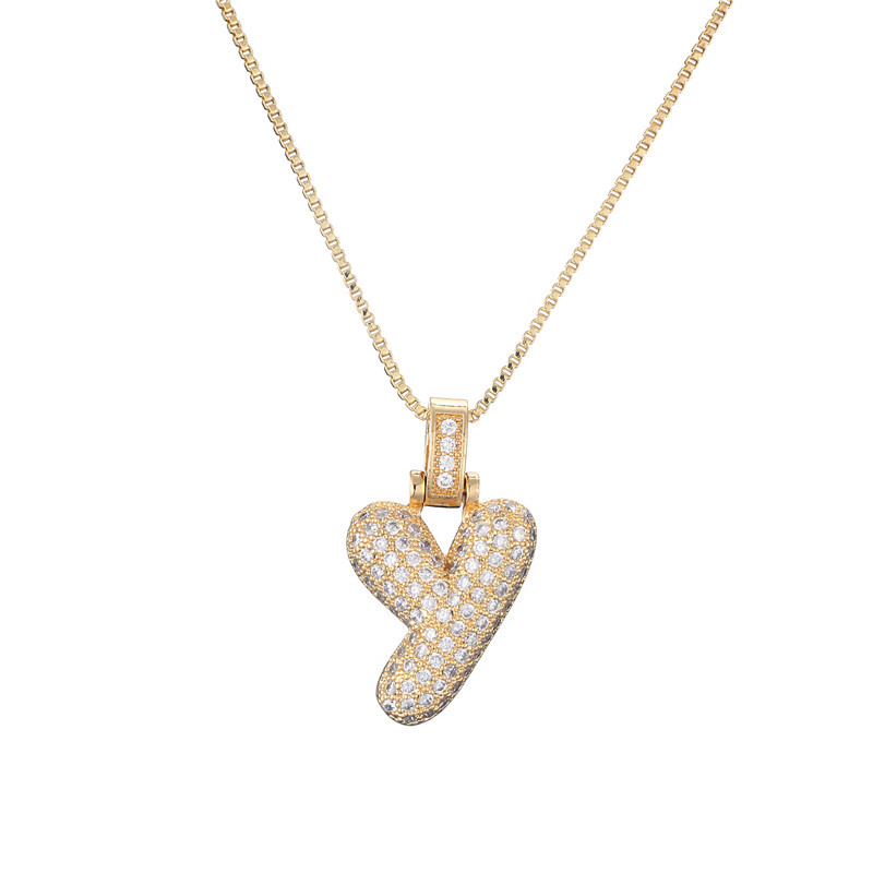 Iced Alphabet Crystal Pendant Necklace