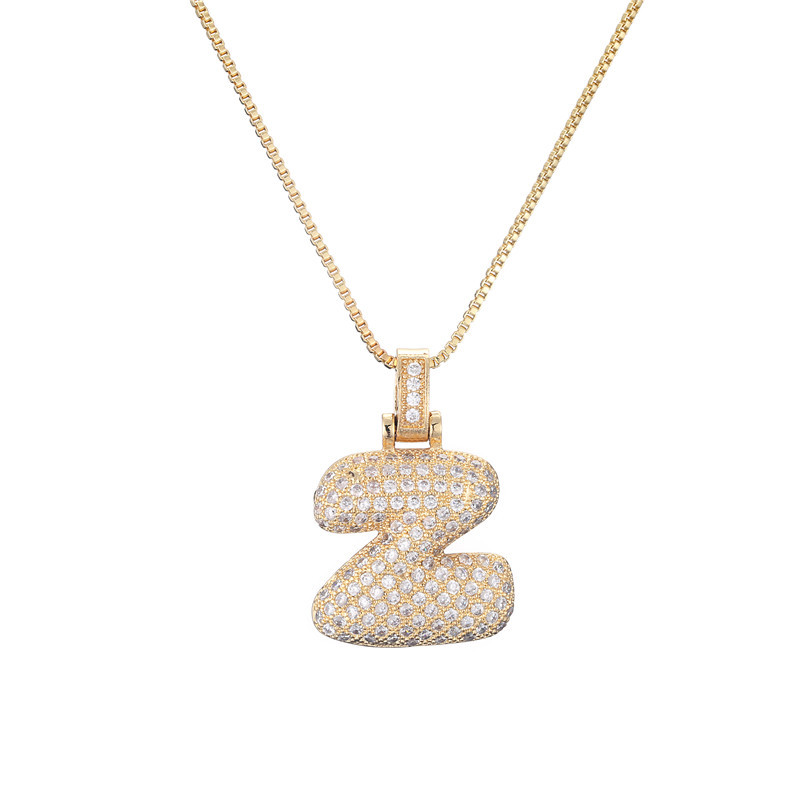 Iced Alphabet Crystal Pendant Necklace
