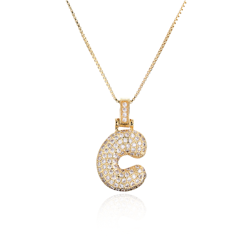 Iced Alphabet Crystal Pendant Necklace