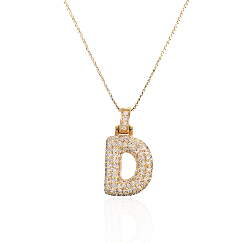 Iced Alphabet Crystal Pendant Necklace