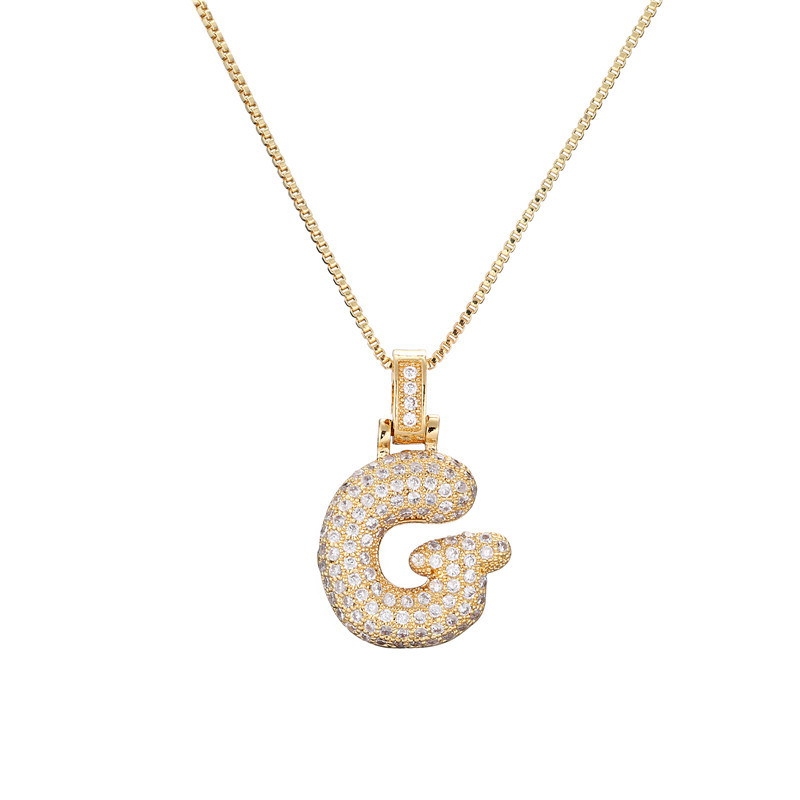 Iced Alphabet Crystal Pendant Necklace