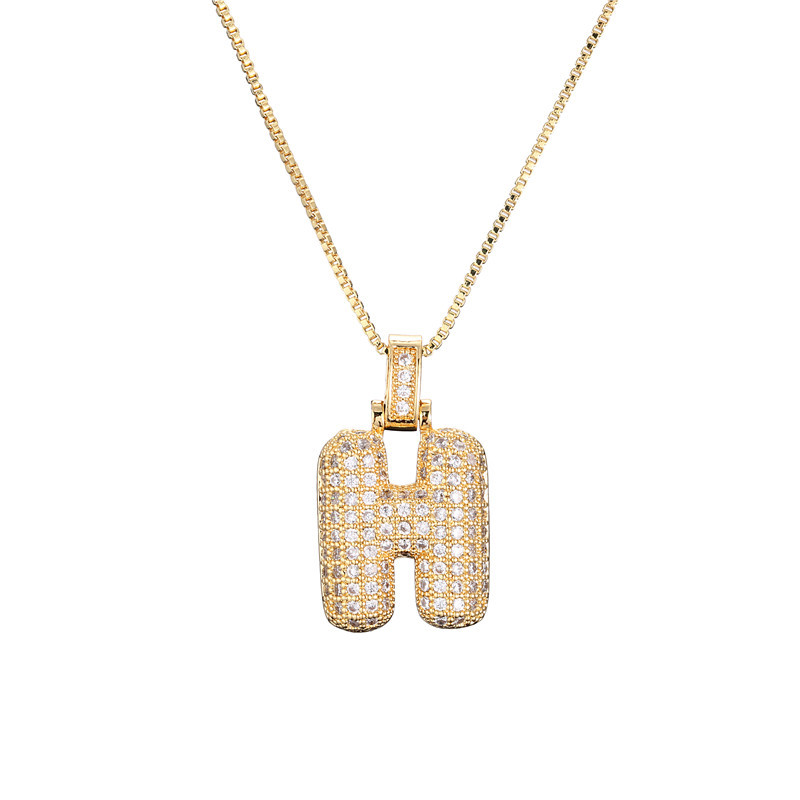 Iced Alphabet Crystal Pendant Necklace