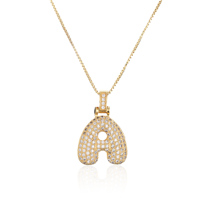 Iced Alphabet Crystal Pendant Necklace