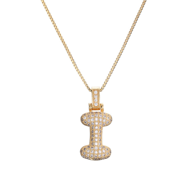 Iced Alphabet Crystal Pendant Necklace
