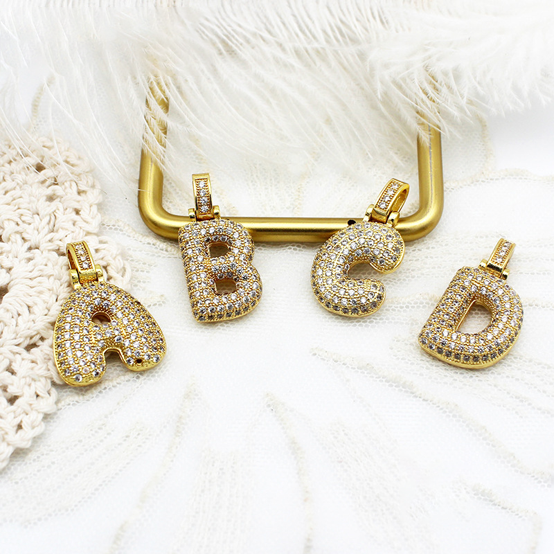 Iced Alphabet Crystal Pendant Necklace