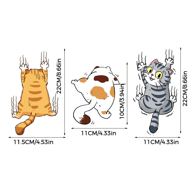 Cute Cat Cartoon Decal Car Stickers(Set of 3pcs)