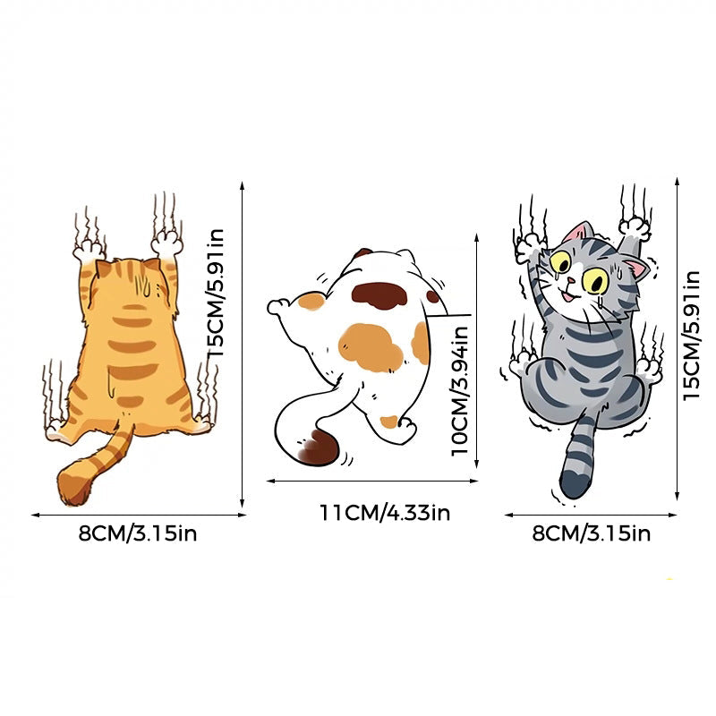 Cute Cat Cartoon Decal Car Stickers(Set of 3pcs)