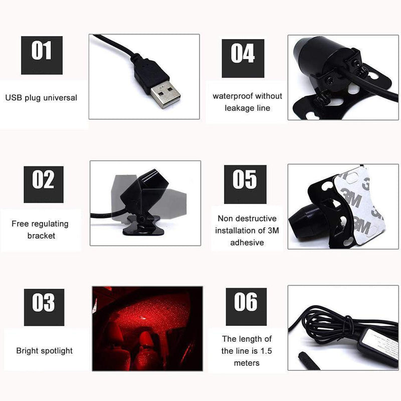 USB LED Car Atmosphere Lamp, Romantic Decoration