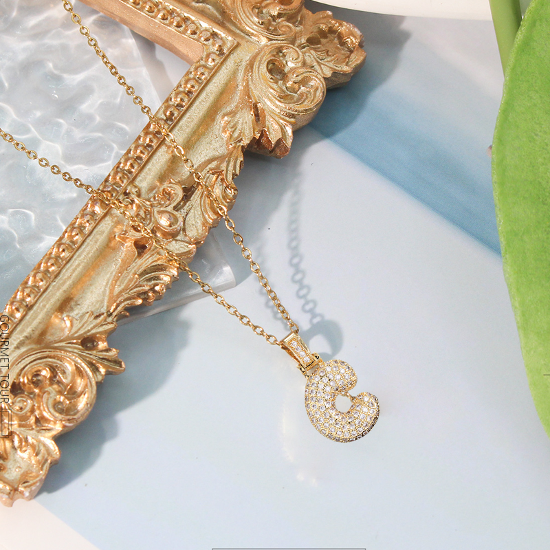 Iced Alphabet Crystal Pendant Necklace
