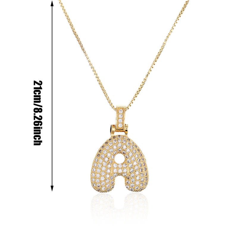 Iced Alphabet Crystal Pendant Necklace