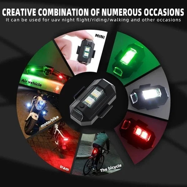 4 Colors LED Aircraft Strobe Lights & USB Charging